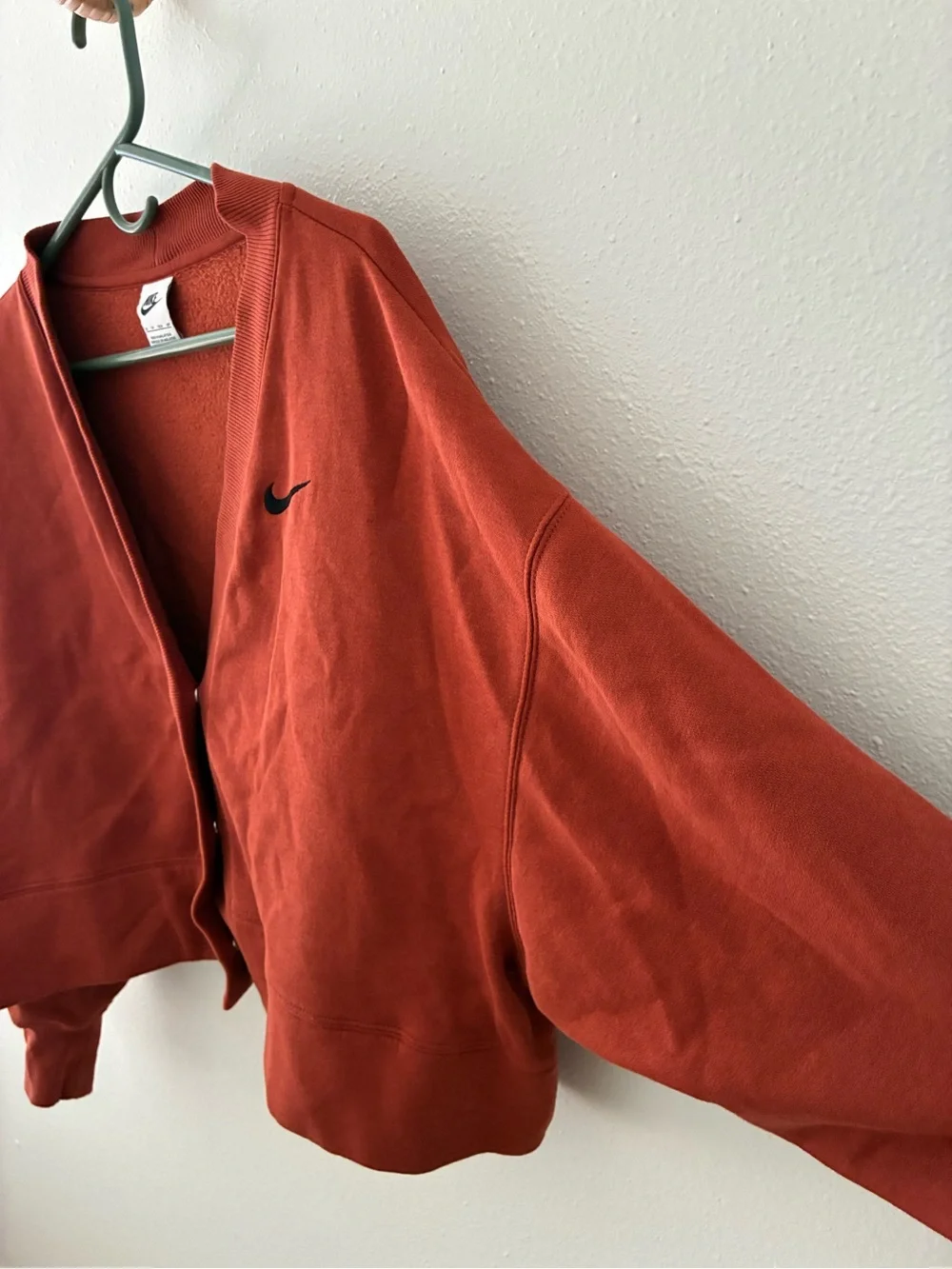 Nike Women's Rust Red V-Neck Button Cardigan Jacket